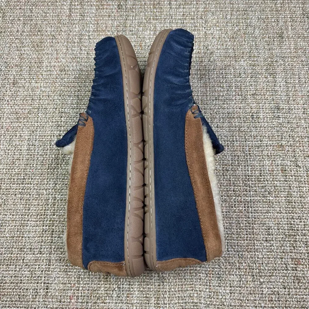 🧡 LL Bean Shearling Moccasin Slippers | Men's 11 M | Navy Suede